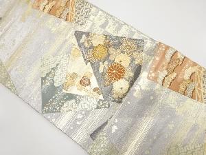 色紙散らしに花模様織り出し　袋帯